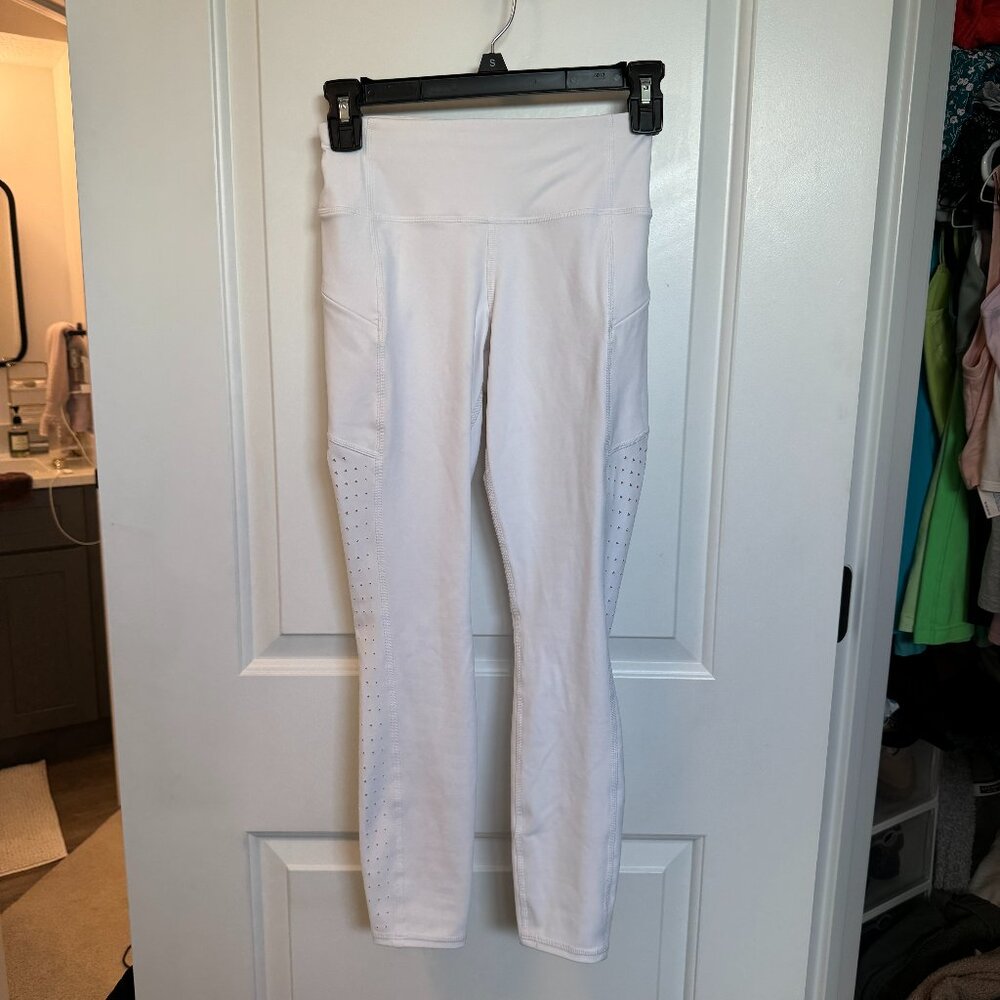 Athleta White Running Lasercut Leggings with Zipper Pockets  Size XXS